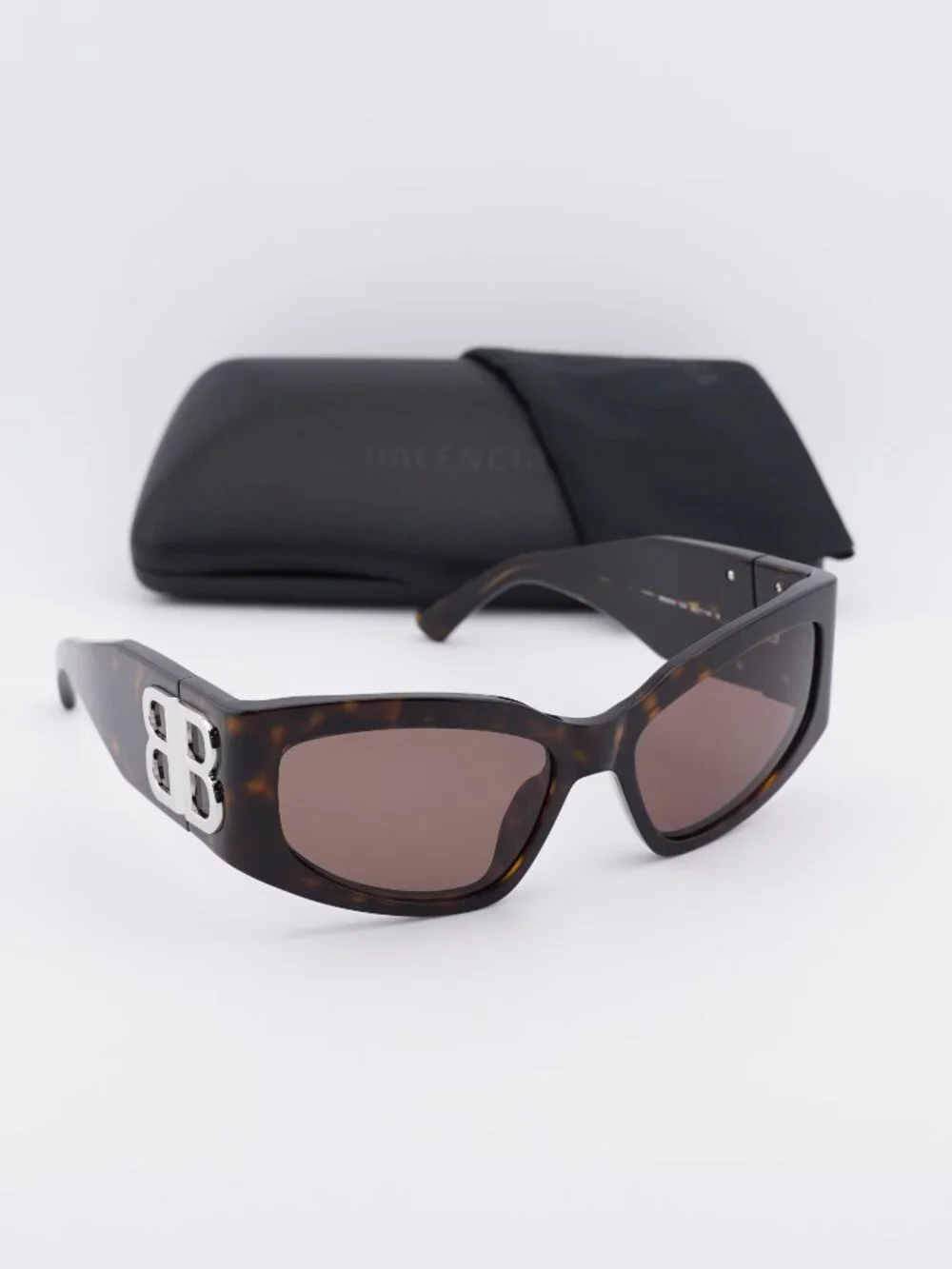 Balenciaga BB0321S 008 Cat Eye Sunglasses - Dark Havana / Brown